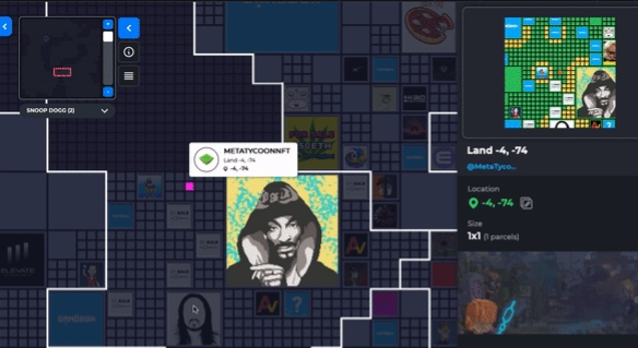 美國知名饒舌歌手Snoop dogg 也在Sandbox置產，Meta Tycoon跟其鄰近土地價值隨之翻倍