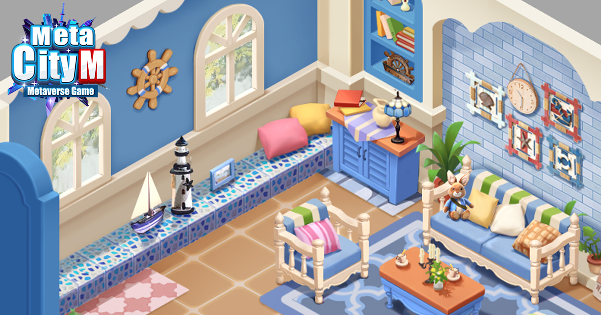 《MetaCity M》蔚藍地中海裝潢風格，搭配窗外靜謐綠樹景觀