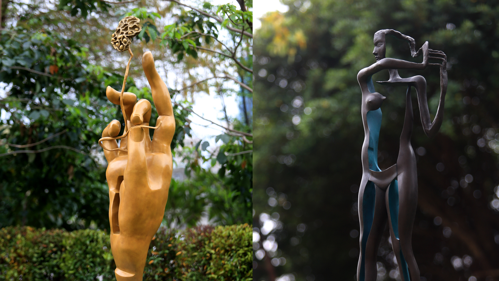 左為李光裕作品《偶得》、右為許維忠作品《抓住這一天》。 左為李光裕作品《偶得》、右為許維忠作品《抓住這一天》。