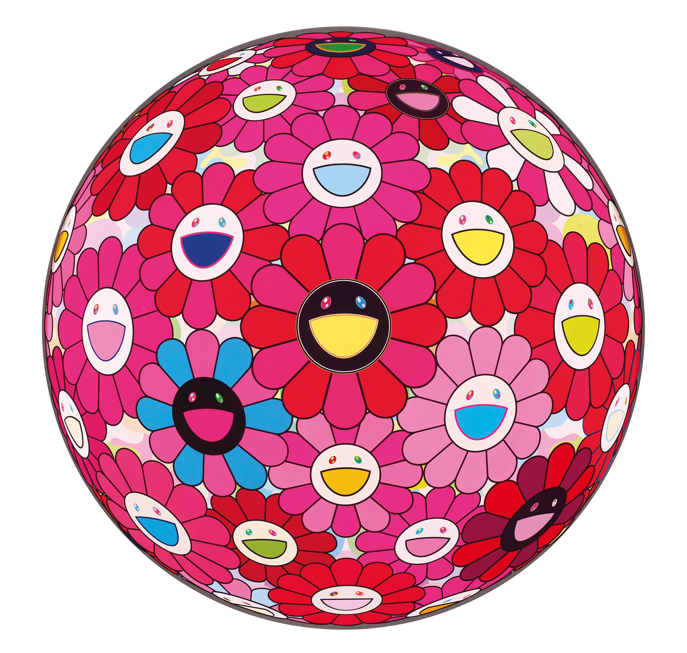 村上隆（Takashi Murakami）《花團》2015年 壓克力 畫布裱於木板 直徑100 cm pic by 羅芙奧