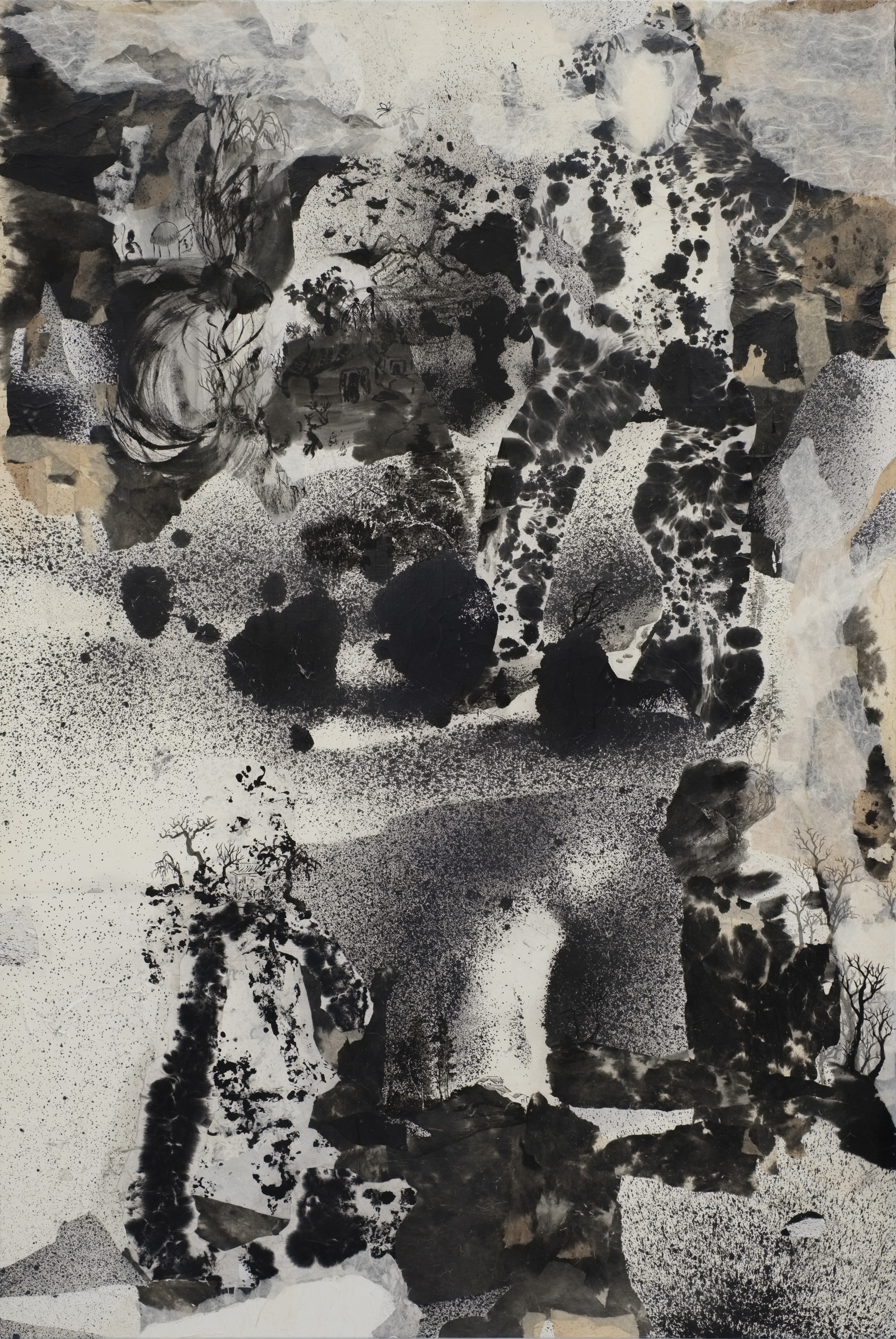 【拼貼三 】墨汁、宣紙、畫布 193 x 130 cm 2021 【拼貼三 】墨汁、宣紙、畫布 193 x 130 cm 2021