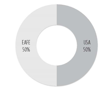 美國與國際股市各占50% 美國與國際股市各占50%