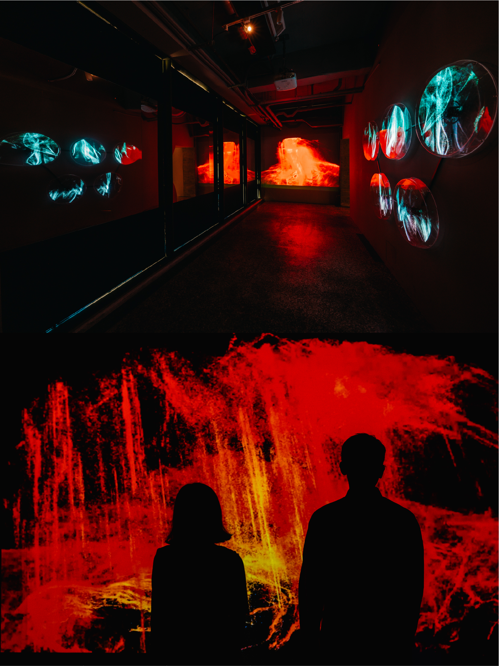 《 無 穹 ‧ 無 盡 ： 邵 永 添   I n f i n i t e   V o y a g e : S h a o   Y u n g - T i e n 》 特 展 區 域 六 ， 「 繪 畫 的 路 徑 」 將 邵 永 添 的 繪 畫 路 徑 導 入 浮 空 顯 示 的 全 像 扇 ， 多 媒 體 粒 子 呈 現 立 體 空 間 感 ， 顯 示 邵 永 添 的 創 作 不 僅 是 繪 畫 ， 也 是 表 演 ， 隱 藏 著 天 機 的 數 據 。 