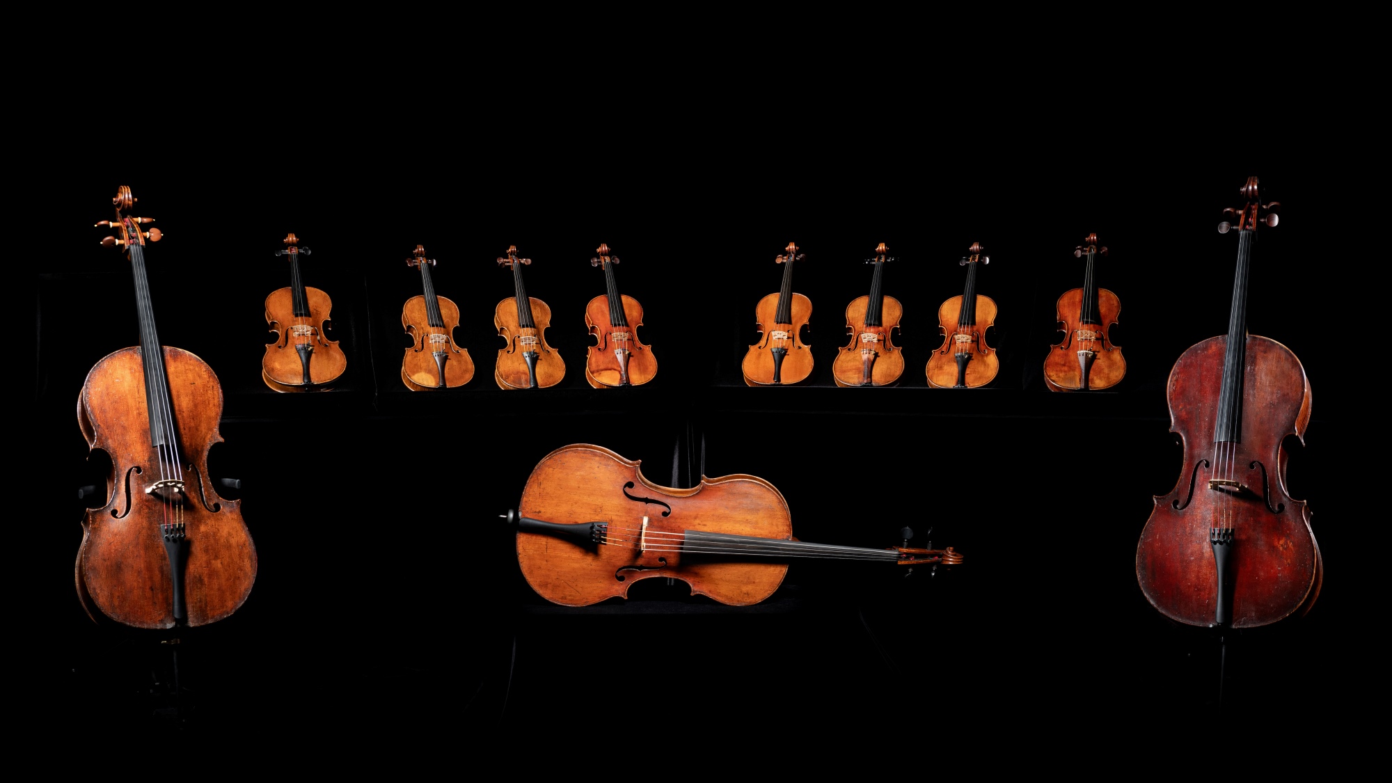 2 0 2 5 奇 美 音 樂 節 ， 一 口 氣 祭 出 1 1 把 法 國 系 統 名 琴 ， 用 正 宗 法 國 提 琴 展 現 經 典 法 式 樂 章 。 圖 /   奇 美 博 物 館   提 供 