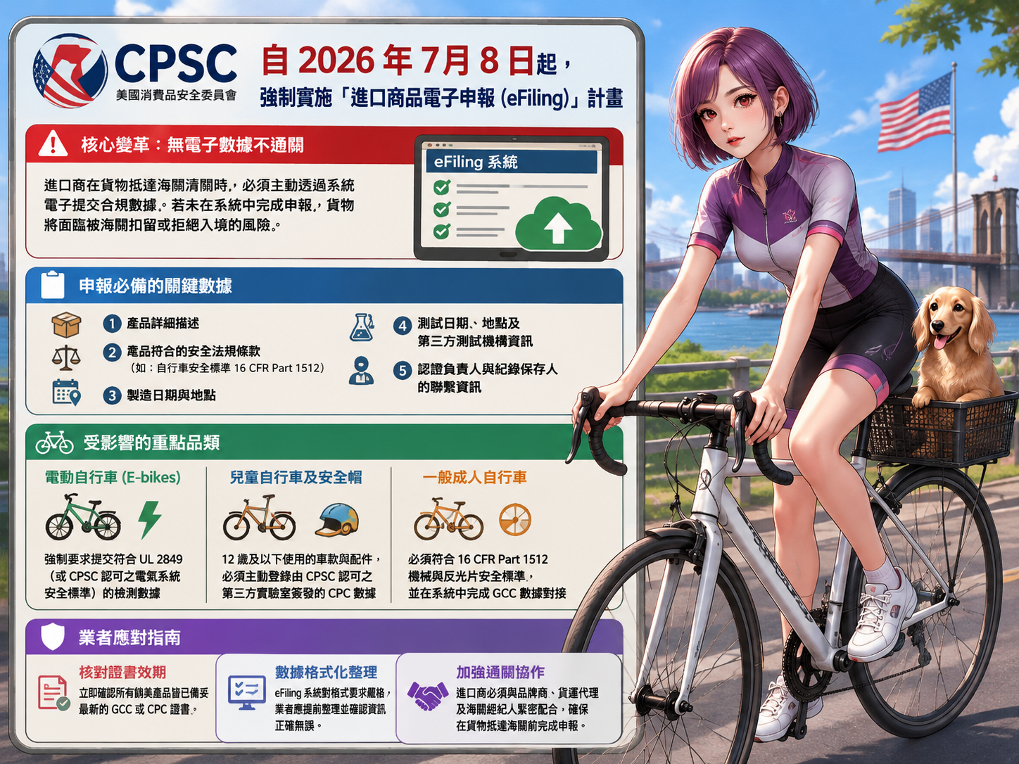 美 國 消 費 品 安 全 委 員 會 ( C P S C ) 自 2 0 2 6 年 7 月 8 日 起 , 正 式 強 制 實 施 「 進 口 商 品 電 子 申 報 ( e F i l i n g ) 」 計 畫 美 國 消 費 品 安 全 委 員 會 ( C P S C ) 自 2 0 2 6 年 7 月 8 日 起 , 正 式 強 制 實 施 「 進 口 商 品 電 子 申 報 ( e F i l i n g ) 」 計 畫