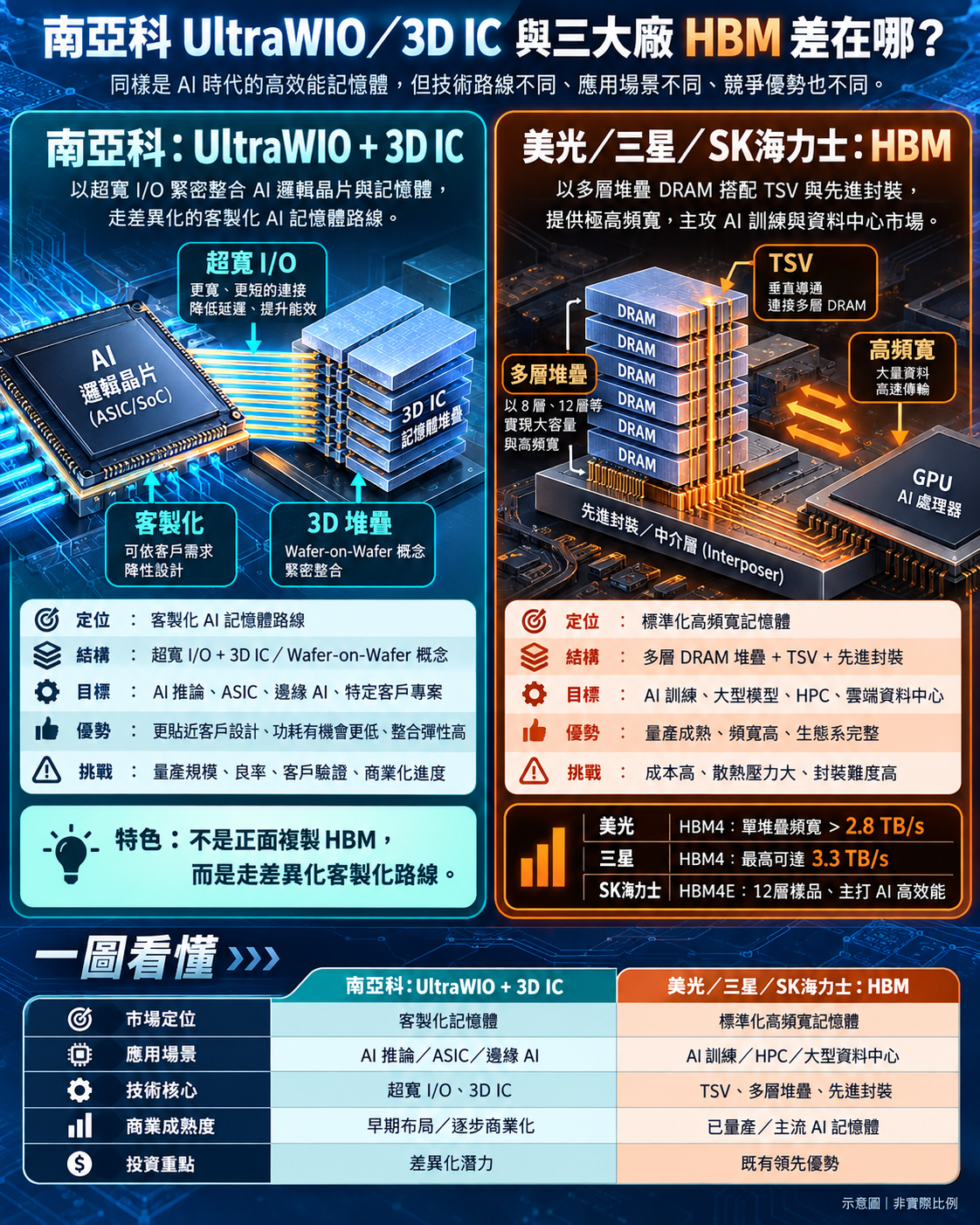 南 亞 科 U l t r a W I O 及 3 D I C 技 術 與 美 光 三 星 s k 海 力 士 的 H B M 差 別 南 亞 科 U l t r a W I O 及 3 D I C 技 術 與 美 光 三 星 s k 海 力 士 的 H B M 差 別