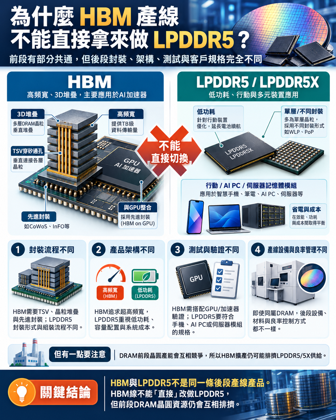 H B M 與 L P D D R 5 / 5 X 產 線 差 異 H B M 與 L P D D R 5 / 5 X 產 線 差 異
