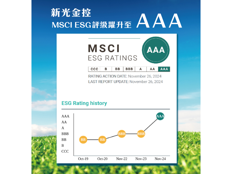 新光金控再次獲得國際ESG權威機構的高度認可，晉升為全球ESG風險及機會管理的標竿企業之一