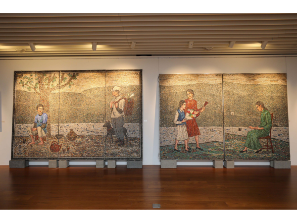 陳景容展出109件跨界創作  九十高齡現場示範馬賽克鑲嵌畫