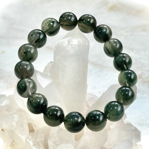 貓眼綠髮晶順絲手珠