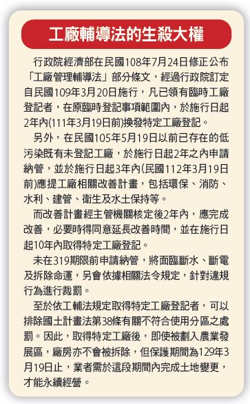 工廠輔導法的生殺大權