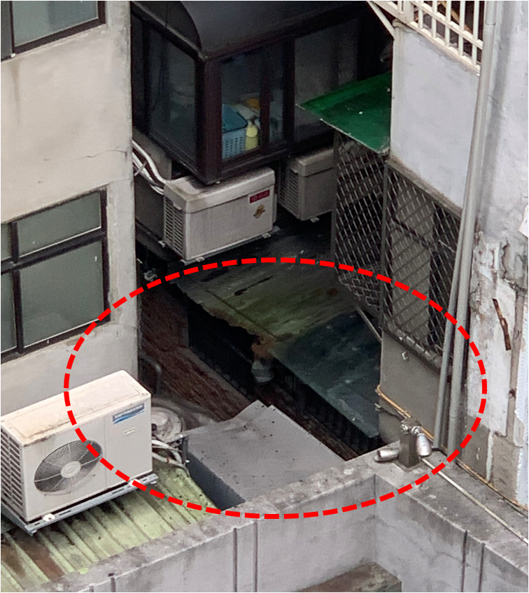 三棟建物之間幾無防火空間