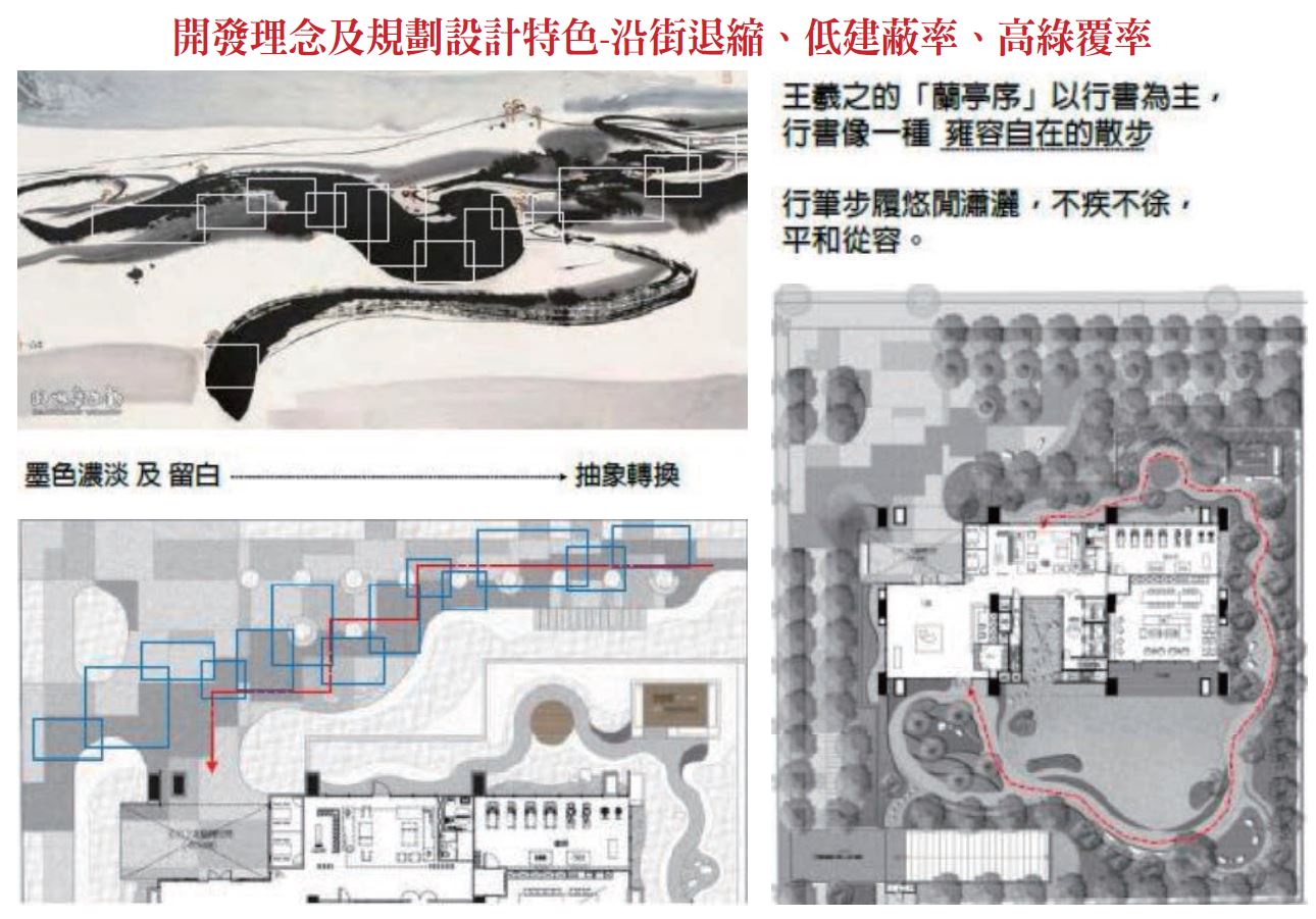 開 發 理 念 及 規 劃 設 計 特 色 - 沿 街 退 縮 、 低 建 蔽 率 、 高 綠 覆 率 