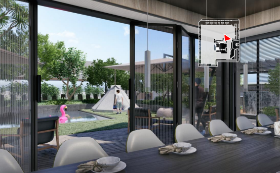 3 F 公 設 層 3 D - 陽 光 中 庭   空 中 游 泳 池   多 功 能 交 誼 廳 