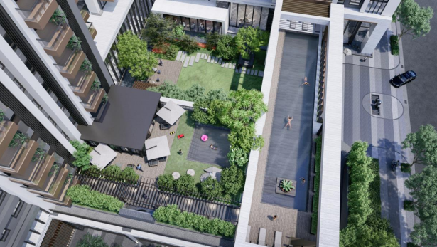 3 F 公 設 層 3 D - 陽 光 中 庭   空 中 游 泳 池   多 功 能 交 誼 廳 