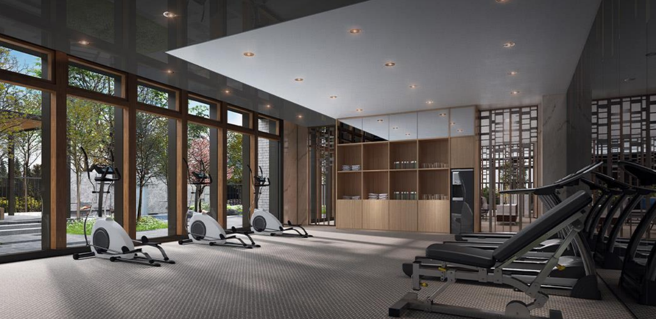 3 D ： 一 樓 大 廳 、 交 誼 廳 、 健 身 房 室 