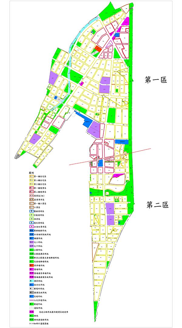 塭 仔 圳 重 劃 區 之 第 一 區 及 第 二 區 土 地 使 用 計 畫 ( 圖 片 取 自 新 北 市 政 府 官 網 ) 