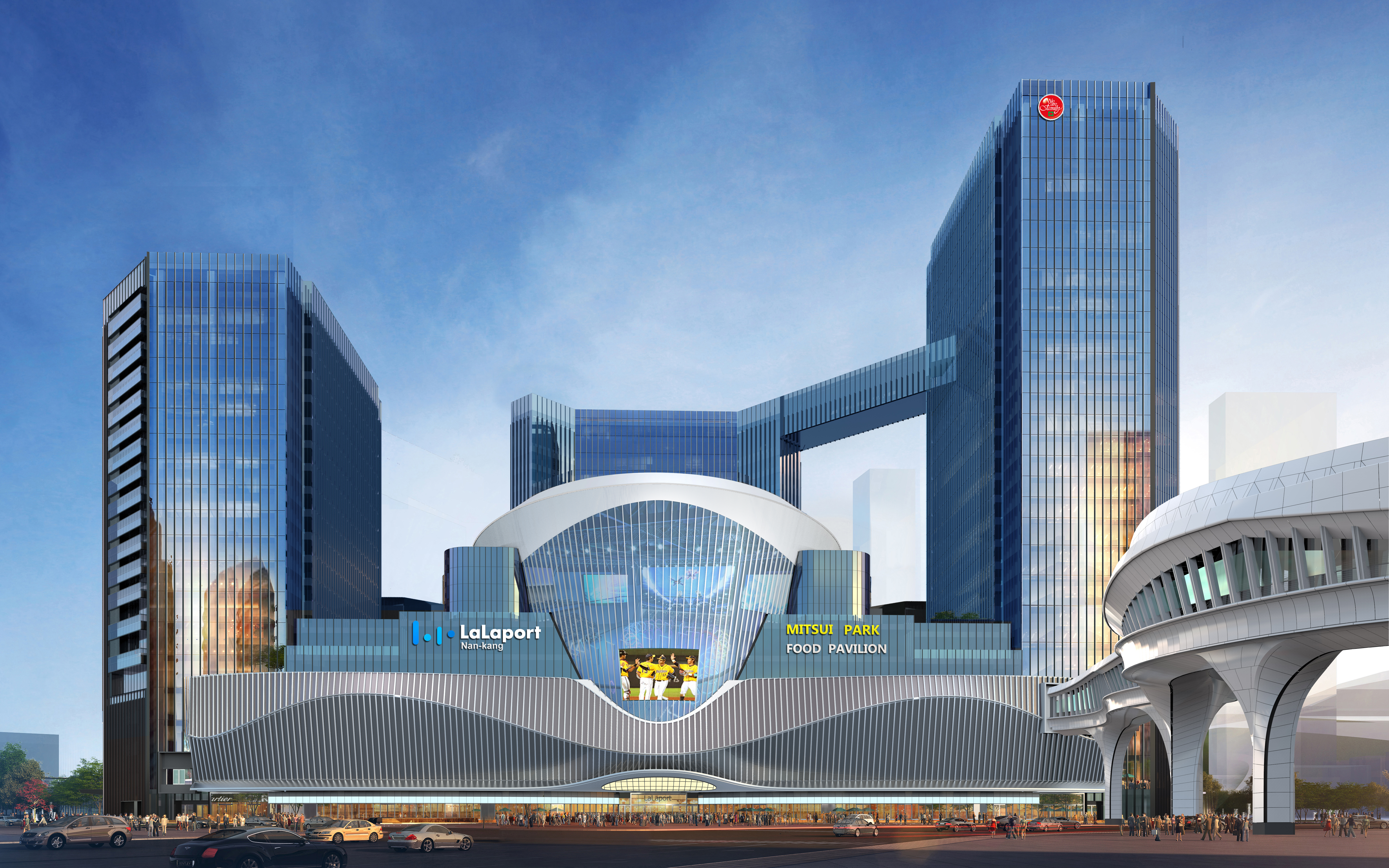 日 本 的 三 井 L a L a p o r t 預 計 今 年 下 半 年 進 駐 南 港 軟 體 園 區 的 台 灣 人 壽 大 樓 。 